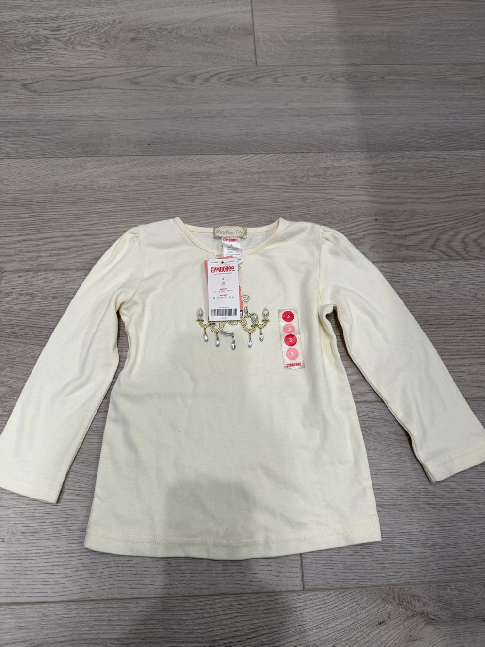 Gymboree Cream Long-Sleeve Girls' Top with Jewel Chandelier